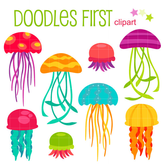 570x570 Jazzy Jellyfish Digital Clip Art For Scrapbooking Card Making