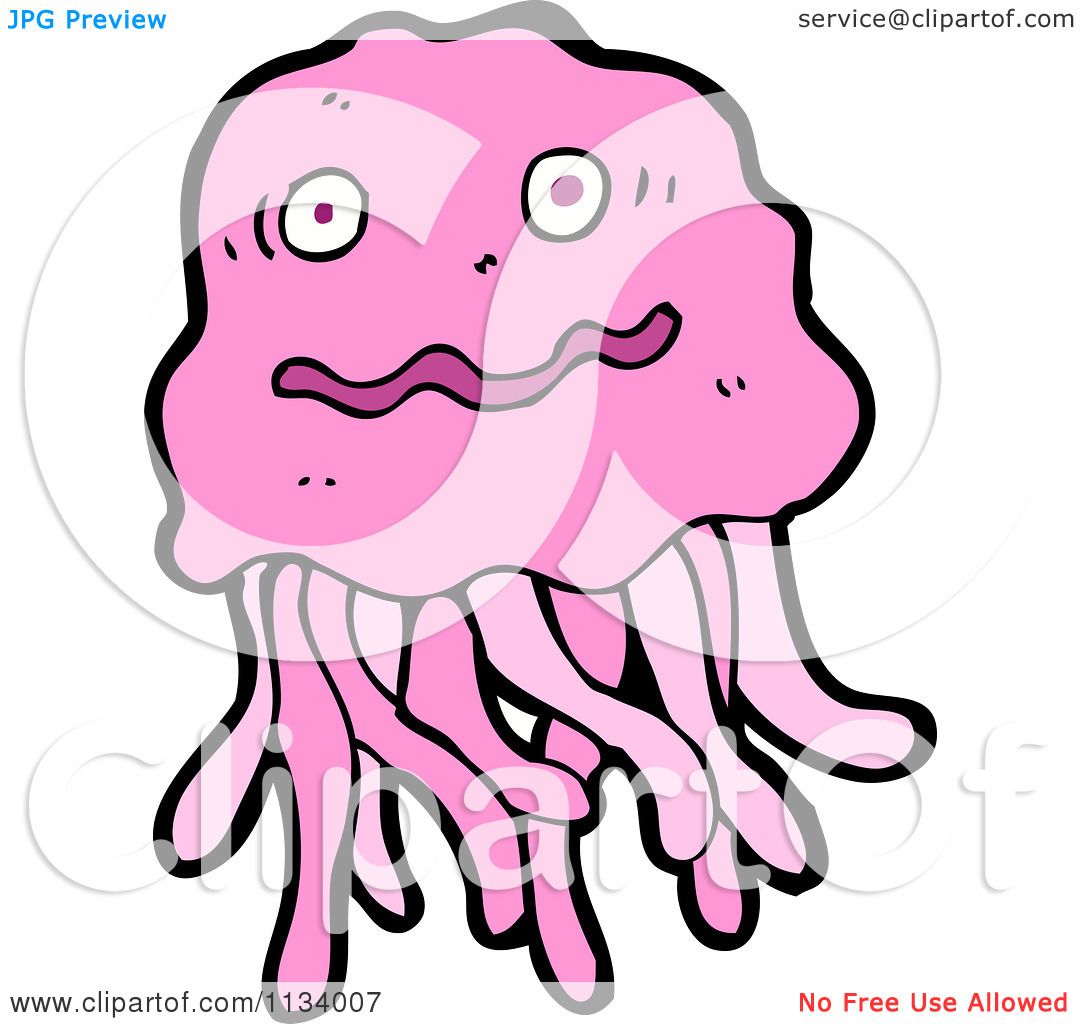 1080x1024 Cartoon Of A Pink Jellyfish