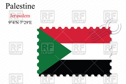 480x320 Postage Stamp With Flag Of Palestine Royalty Free Vector Clip Art