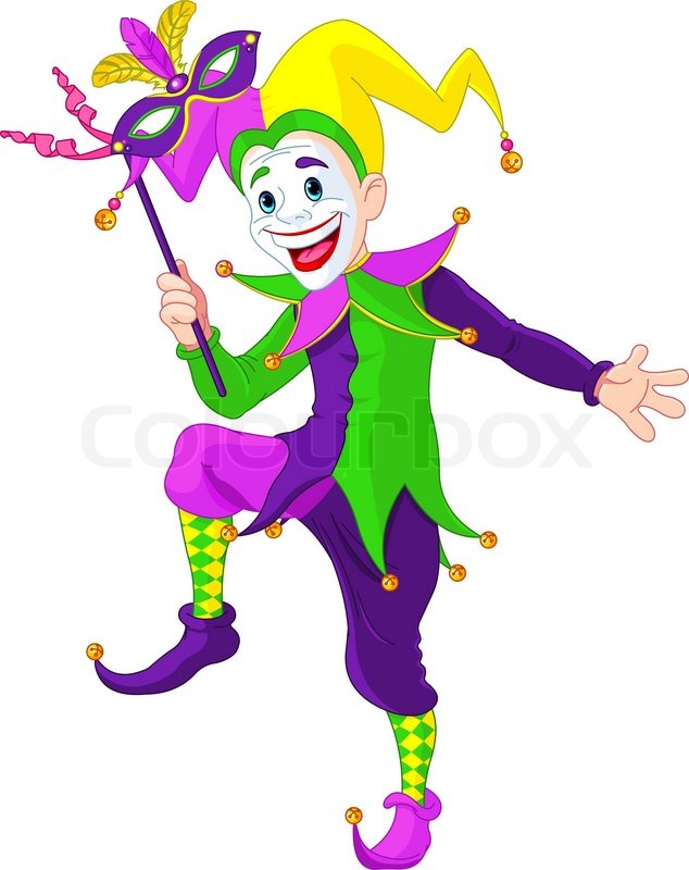 634x800 Cliprt Illustration Of Cartoon Mardi Gras Jester Holding