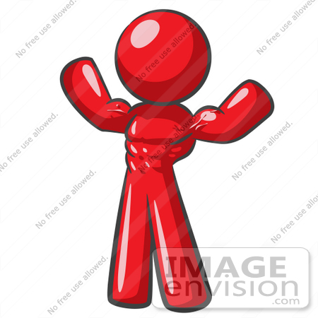 450x450 Clip Art Graphic Of A Red Guy Character Flexing His Muscles