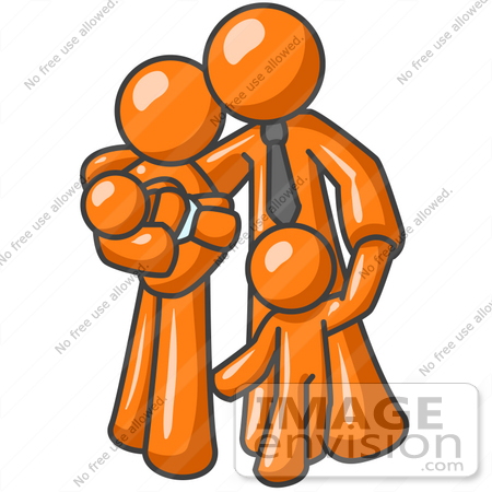 450x450 Clip Art Graphic Of An Orange Character Family With Two Children