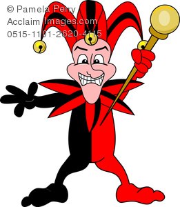 261x300 Clip Art Image Of A Cartoon Jester Or Joker In Black And Red