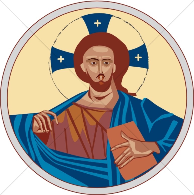 773x776 Iconic Christ With Cross Halo Jesus Clipart