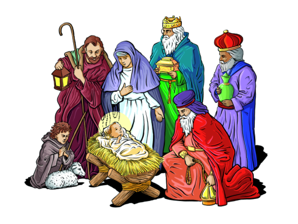 1024x768 Christmas Scenes Jesus Clipart
