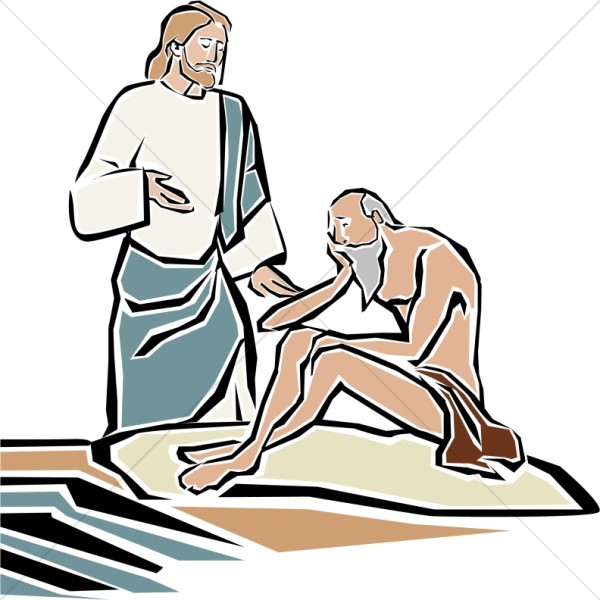 600x600 Jesus Heals The Blind Man By Bethsaida Pool New Testament Clipart