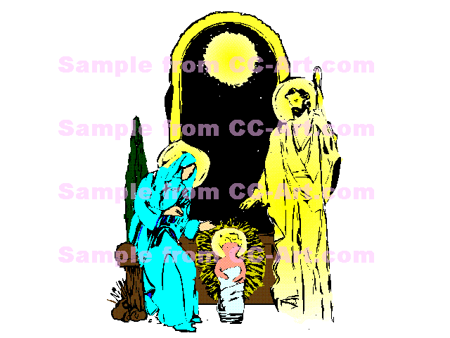 640x480 Family Mary And Joseph With Baby Jesus In A Manger