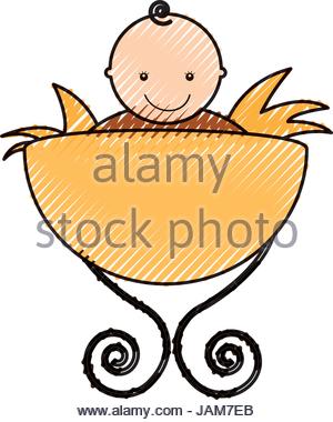 300x380 Jesus Baby In Straw Cradle Manger Stock Vector Art Amp Illustration