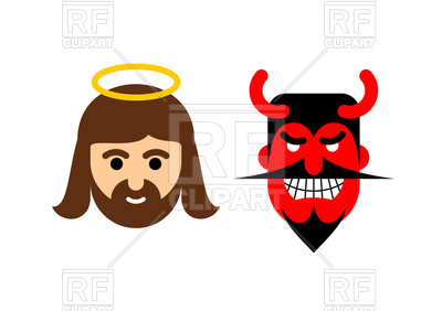 400x282 Jesus And Satan Flat Icons Royalty Free Vector Clip Art Image