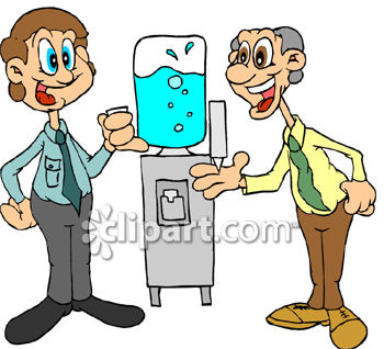 350x318 Two Men Gossiping Around The Water Cooler Clip Art