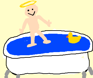 300x250 Baby Jesus Walks On Water In Bath Time