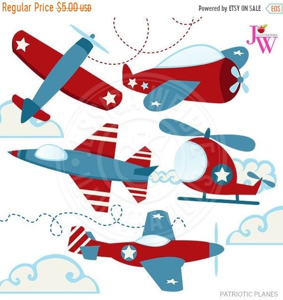 570x604 On Sale Patriotic Planes Cute Digital Clipart