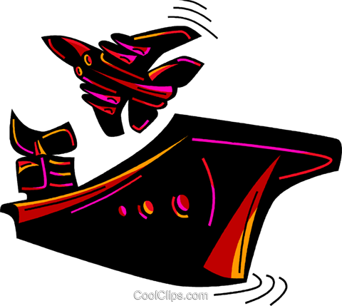 480x429 Fighter Jet Taking Off From Aircraft Carr Royalty Free Vector Clip