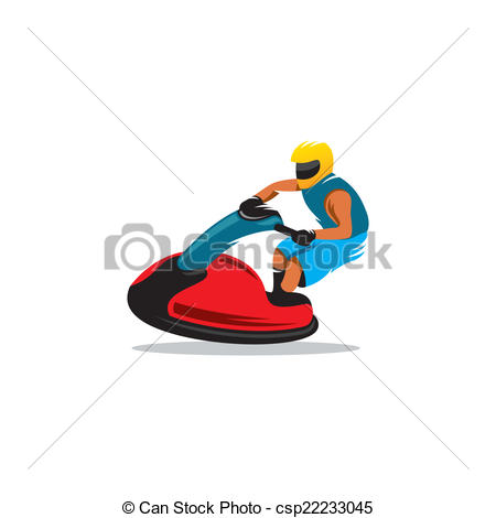 450x470 Jetski Vector Sign. Man On Jetski Jump On The Wave Isolated Eps