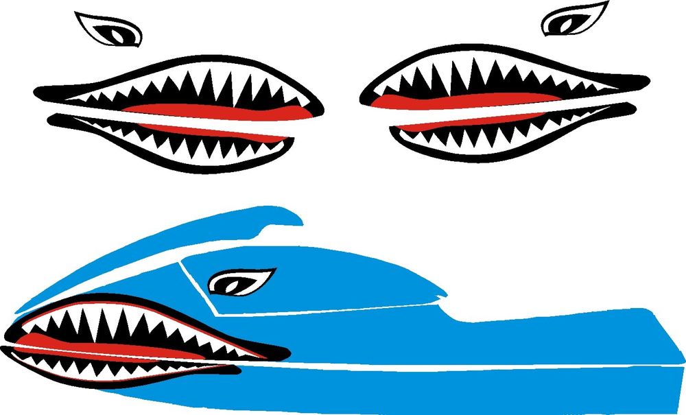 1000x605 Sea Doo Yamaha Kawasaki Jet Ski Stand Up Pwc Jaws Mouth Shark