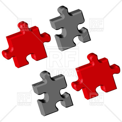 400x400 Gray And Red Puzzle Pieces Royalty Free Vector Clip Art Image