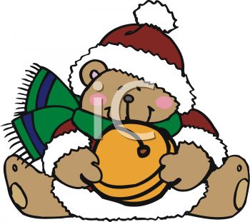 350x311 Christmas Bear Holding Jingle Bell
