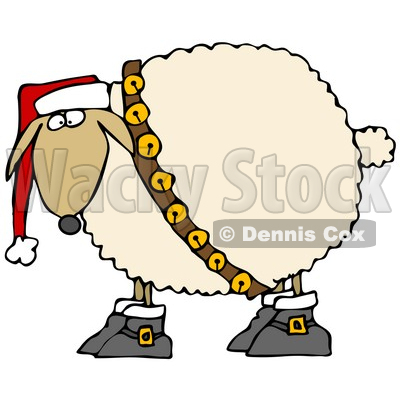 400x400 Clipart Illustration Of A Festive White Sheep In Boots, Jingle