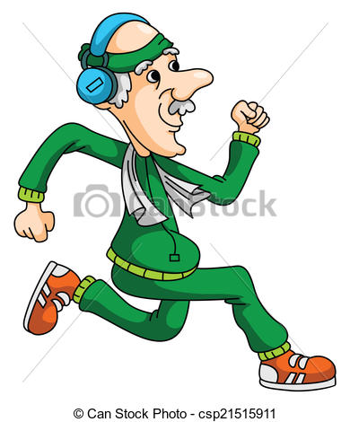 390x470 Old Man Jogging Vector Clip Art