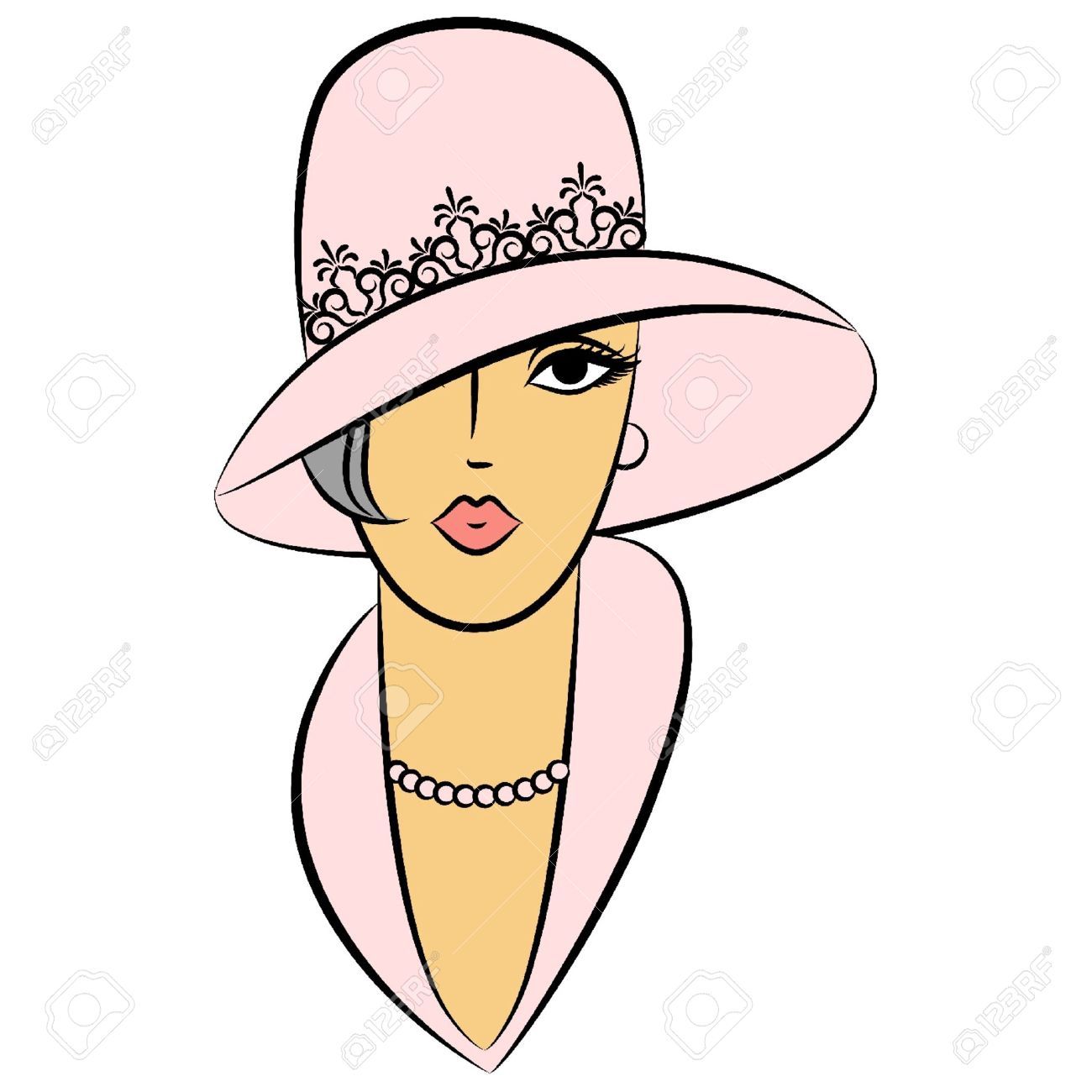 1300x1300 Vintage Fashion Girl In Hat. Royalty Free Cliparts, Vectors,