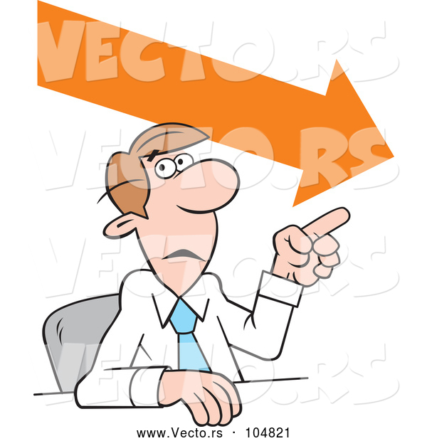 600x620 Vector Of Cartoon Businessman Making A Point, Downward Trend By