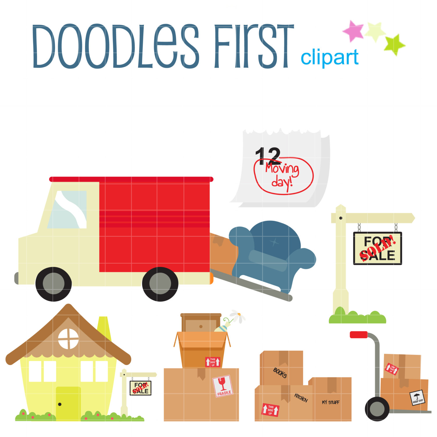 1500x1500 Moving Day Clip Art For Scrapbooking Card Making Cupcake