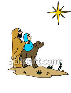 230x300 Cartoon Mary And Joseph Looking At The North Star