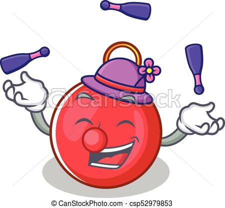 450x416 Juggling Christmas Ball Character Cartoon Vector Clipart Vector