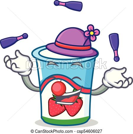 450x454 Juggling Yogurt Mascot Cartoon Style Vector Illustration Vector