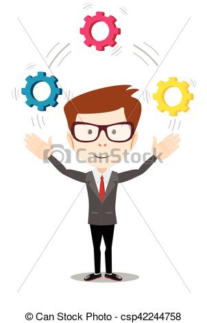 302x470 Vector Illustration Of A Cartoon Businessman. Man Juggling