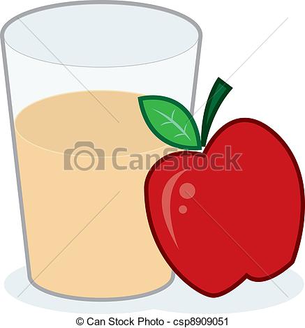 437x470 Glass Of Apple Juice With Apple Vector Clip Art