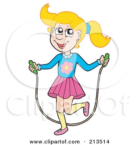 450x470 Royalty Free (Rf) Clipart Illustration Of Blond Girl Using