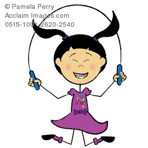 300x300 Clip Art Illustration Of An Asian Stick Girl Skipping Rope