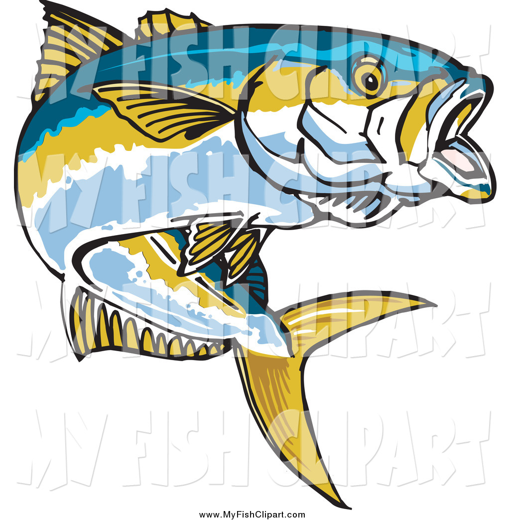 1024x1044 Clip Art Of A Yellowtail Fish Jumping By Dennis Holmes Designs