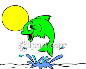 300x240 A Fish Jumping Out Of The Water In Front Of The Sun