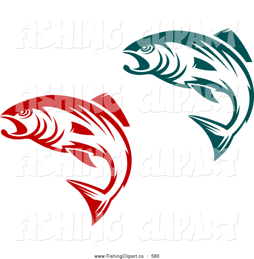 1024x1044 Clip Art Of Teal And Red Jumping Fish By Vector Tradition Sm