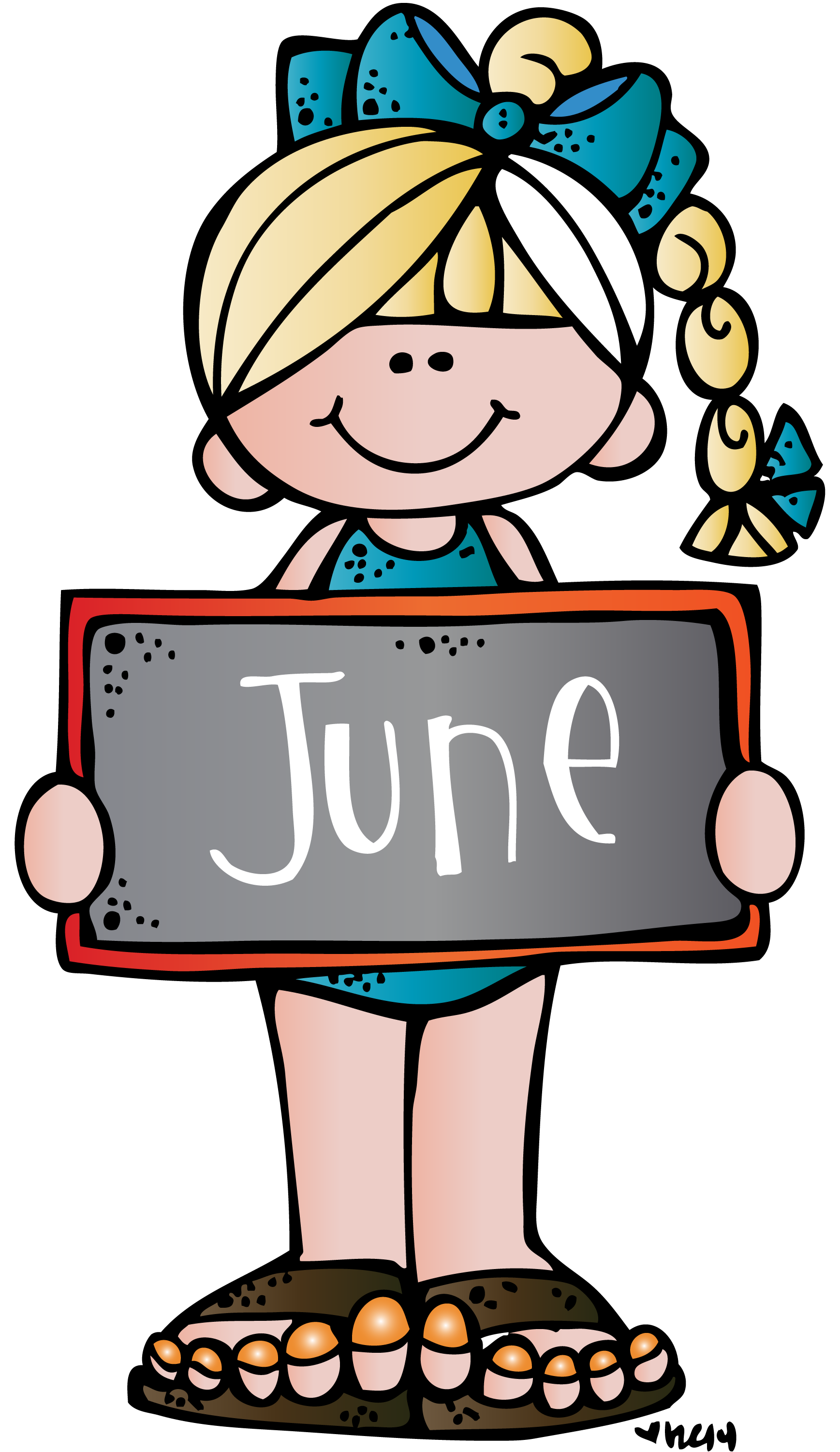 1737x3000 June Clipart With Girl Free Printable Calendar 2018