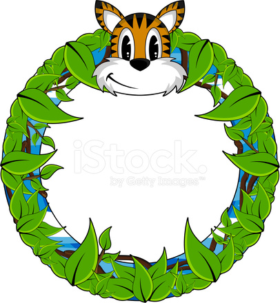 406x440 Tiger In Jungle Frame Stock Vector