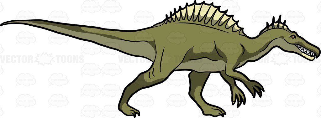 1024x377 A Spinosaurus Dinosaur In Action Cartoon Clipart Vector Toons
