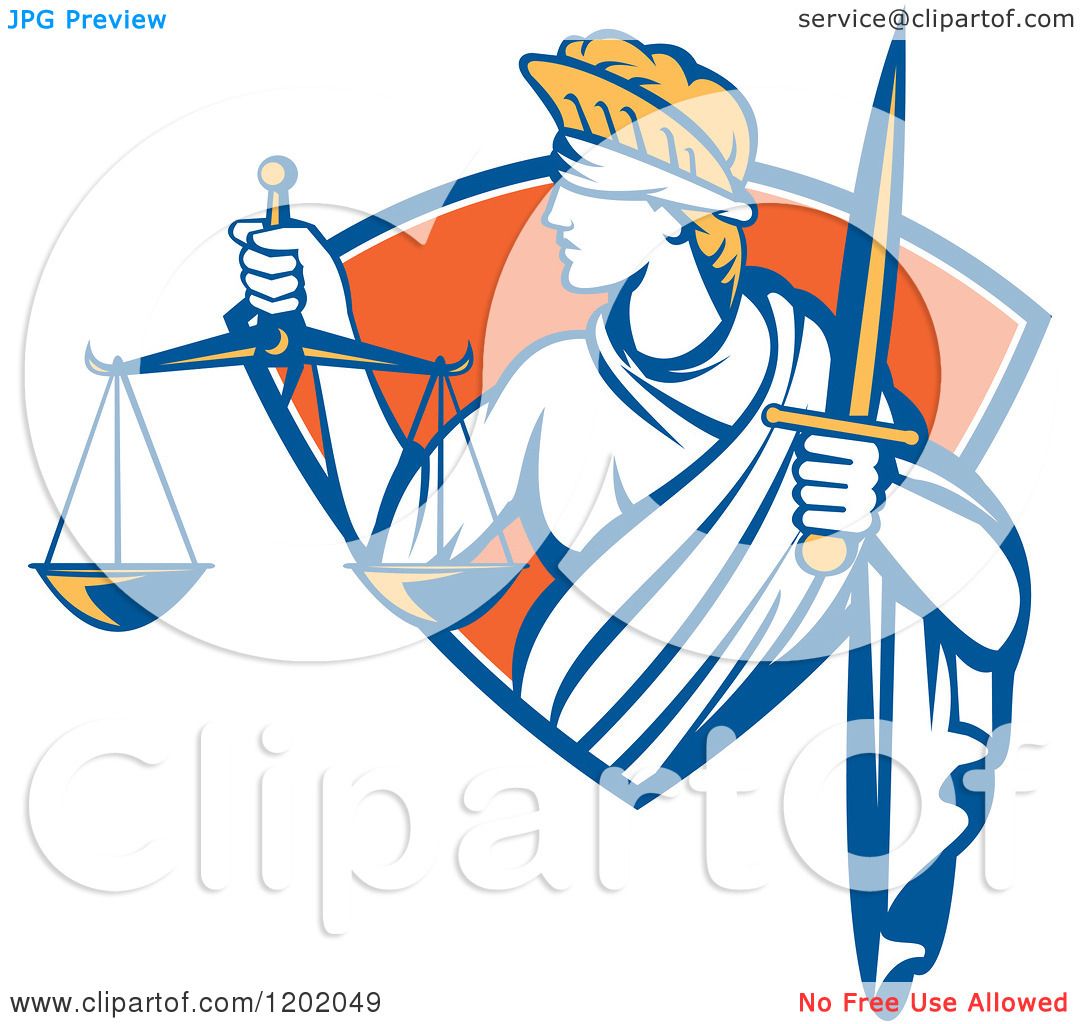 1080x1024 Clipart Of A Retro Blindfolded Lady Justice With A Sword And Scale