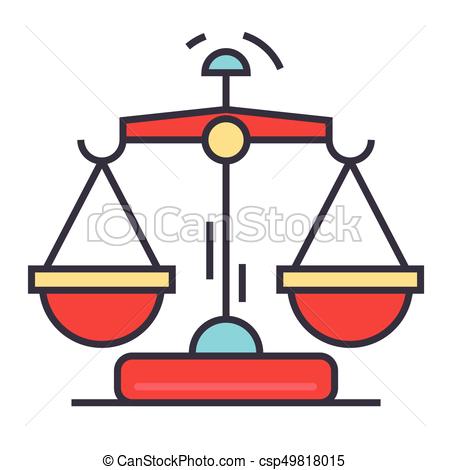 450x470 Law And Justice Scales Concept. Line Vector Icon. Editable