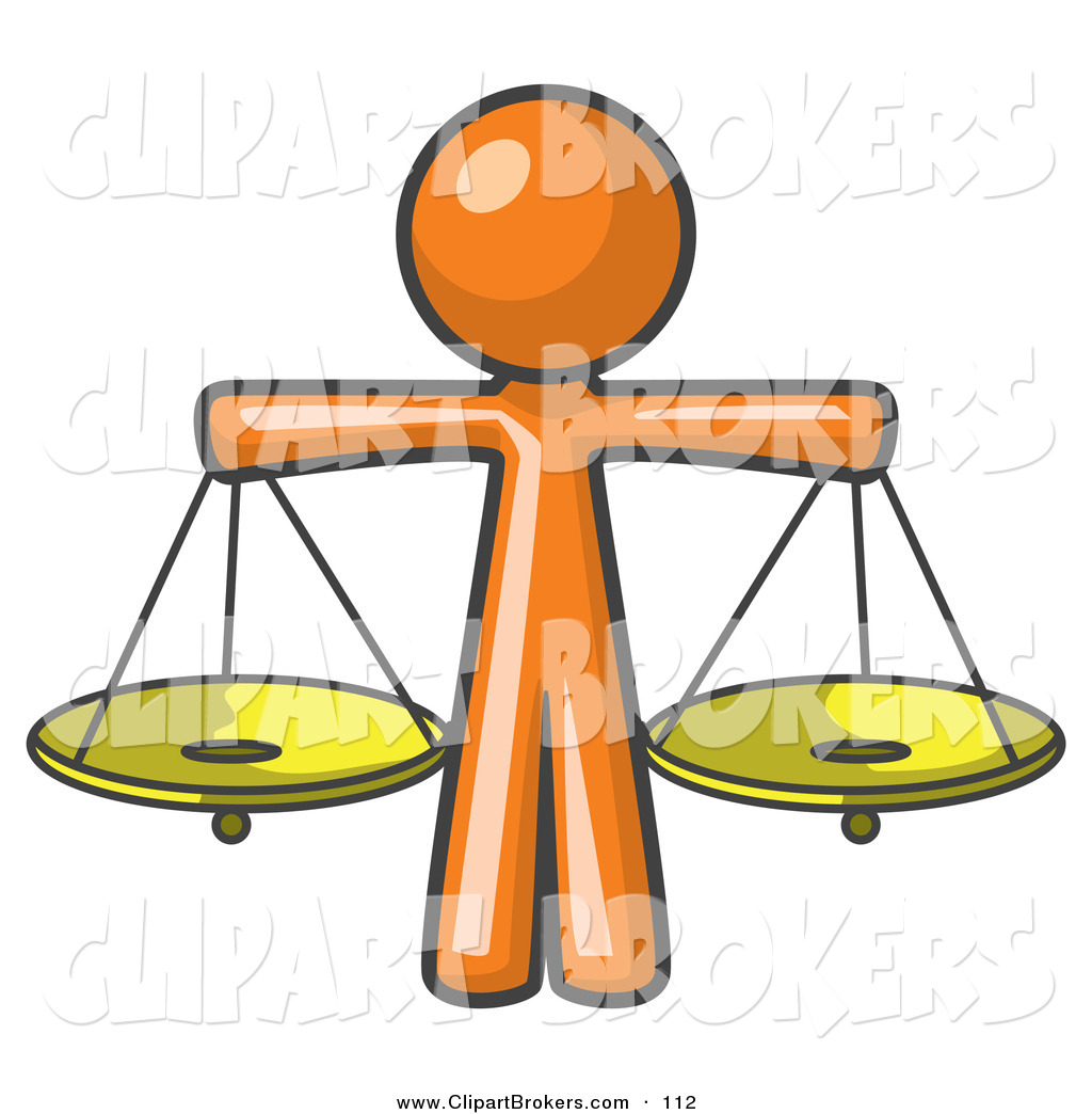 1024x1044 Clip Art Of A Orange Man Scales Of Justice With Two Golden Scales