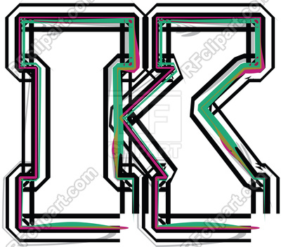 400x352 Color Line Font Uppercase Letter K Royalty Free Vector Clip Art