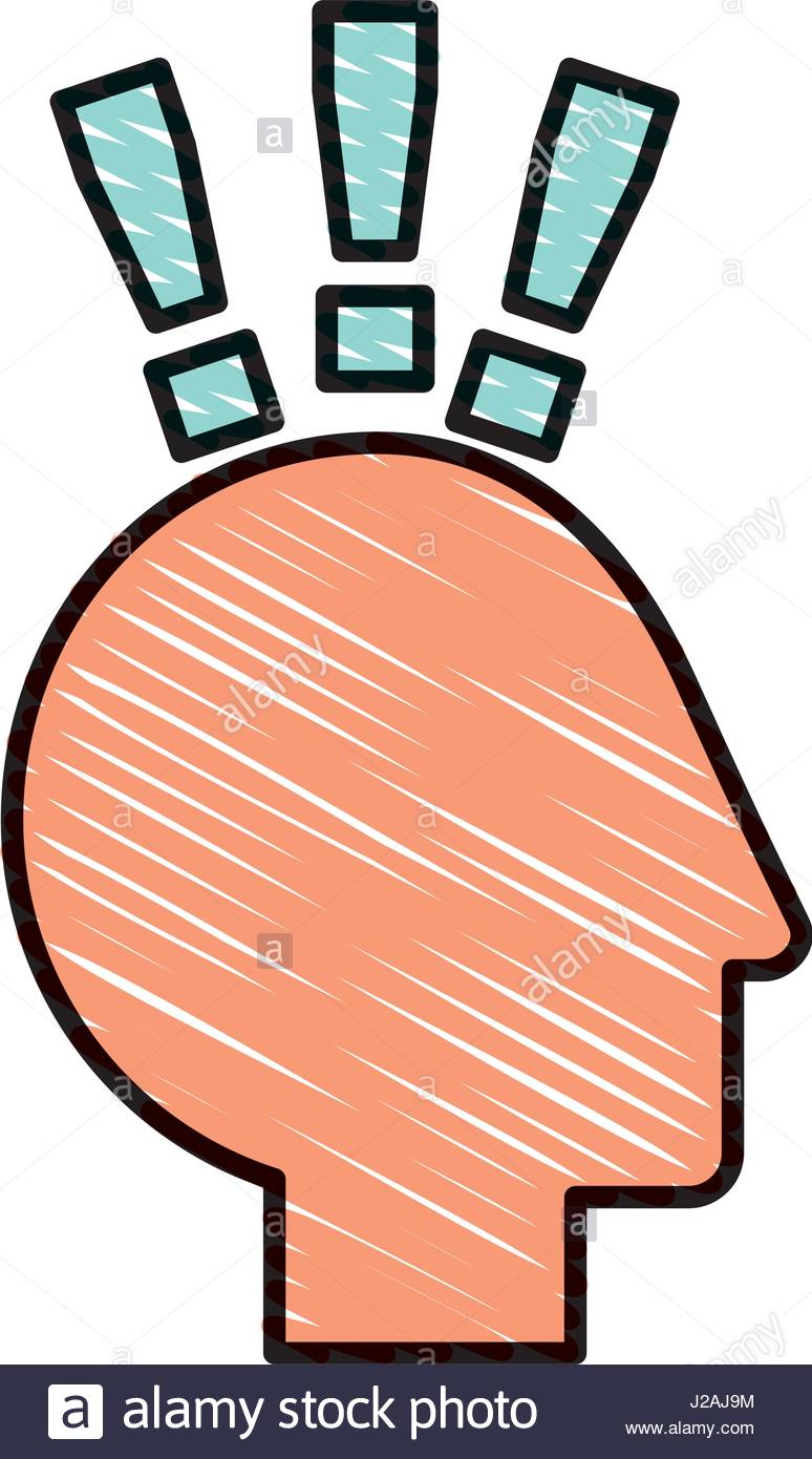 774x1390 Human Head Profile With Exclamation Mark Stock Vector Art