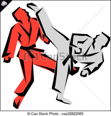 450x470 Karate Fighter High Kick Poster Clip Art Vector