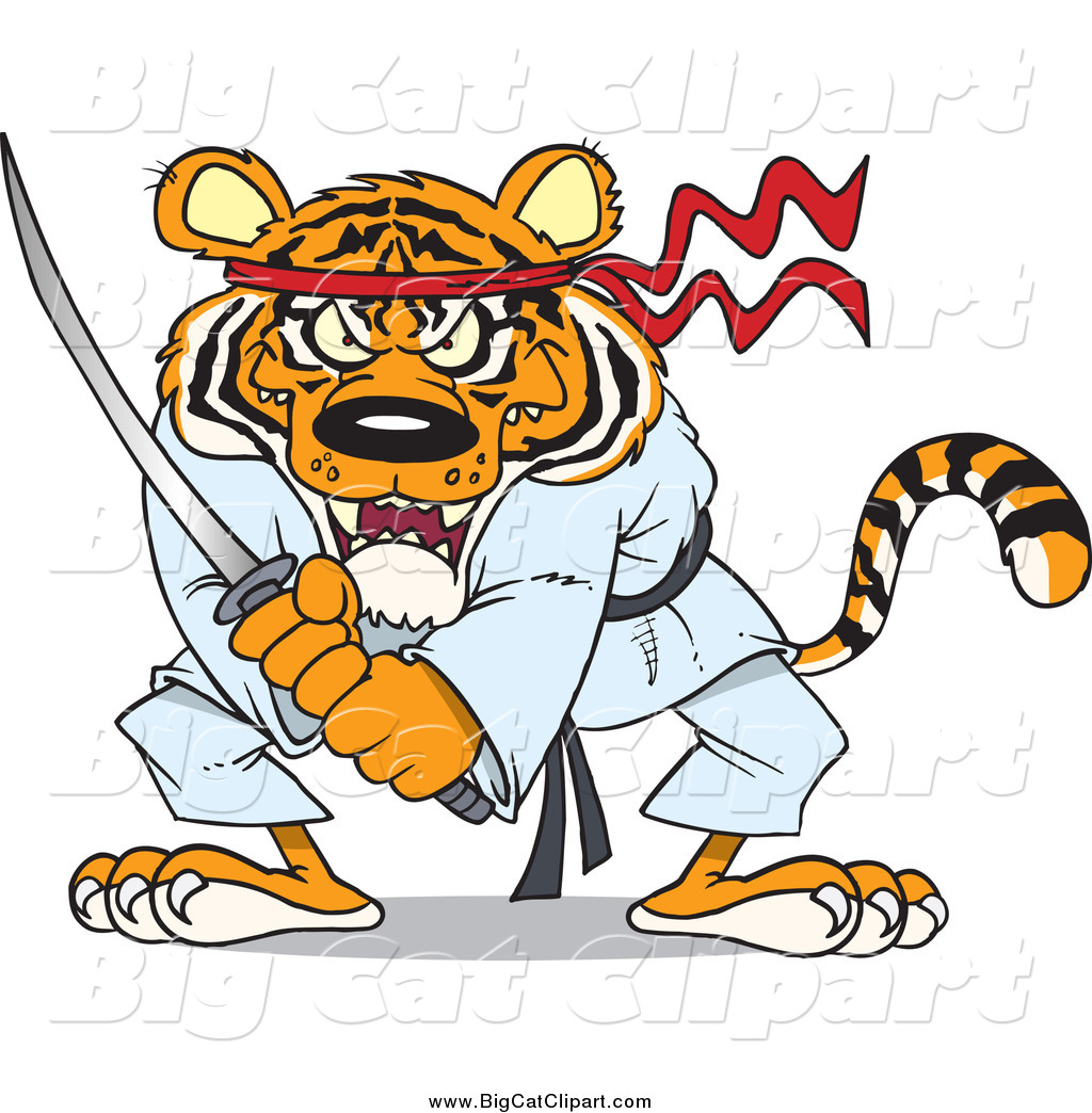 1024x1044 Big Cat Cartoon Vector Clipart Of Karate Samurai Tiger