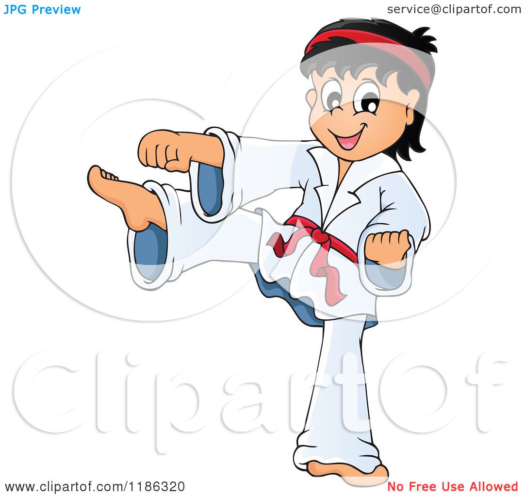 1080x1024 Cartoon Of A Kicking Red Belt Karate Boy