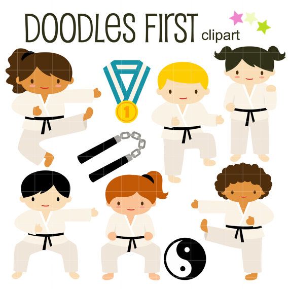 570x570 Karate Kids Clip Art For Scrapbooking Card Making Cupcake Toppers