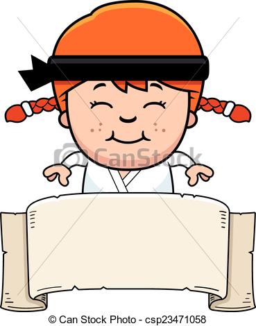 369x470 Cartoon Karate Kid Banner. A Cartoon Illustration Of A Clipart