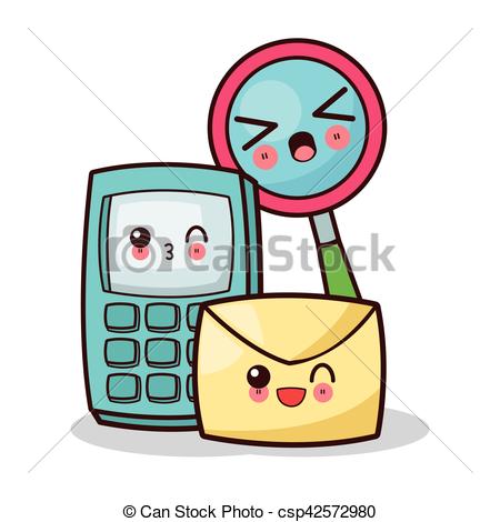 450x470 Isolated Kawaii Cellphone Design. Kawaii Cellphone Cartoon